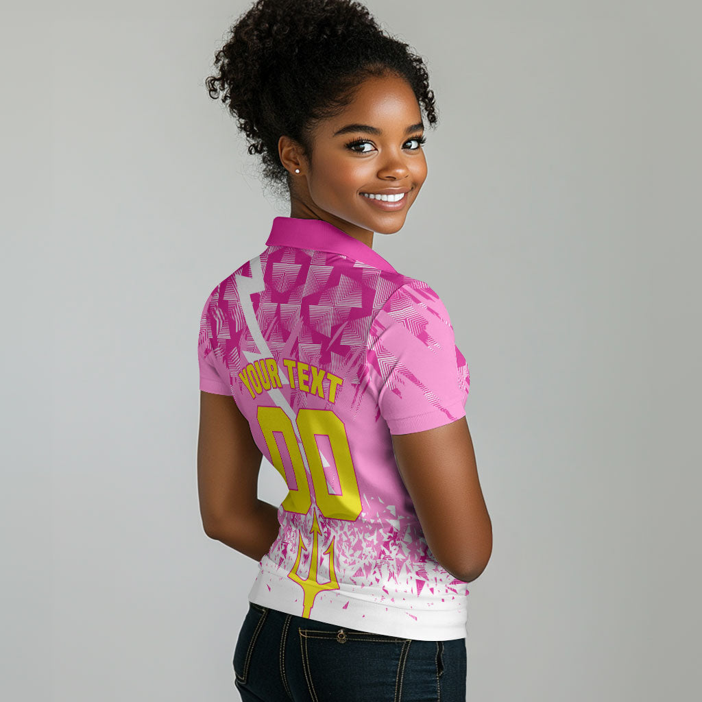 Personalized Barbados Tridents Cricket Women Polo Shirt Trident Graphic Splash Pattern Caribbean Sport