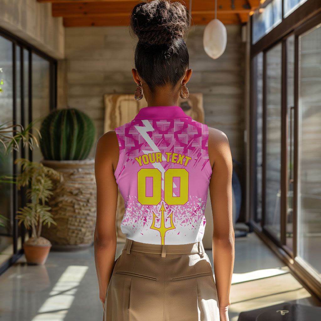 Personalized Barbados Tridents Cricket Women Sleeveless Polo Shirt Trident Graphic Splash Pattern Caribbean Sport