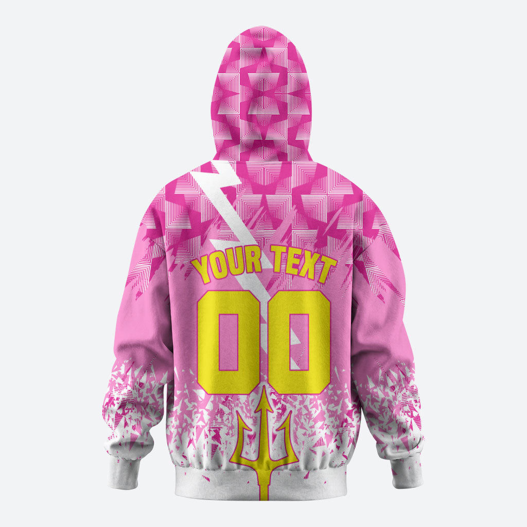 Personalized Barbados Tridents Cricket Zip Hoodie Trident Graphic Splash Pattern Caribbean Sport