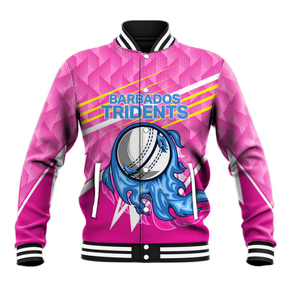 Personalized Barbados Cricket Tridents Baseball Jacket Graphic Geometric Dynamic Sports Mascot