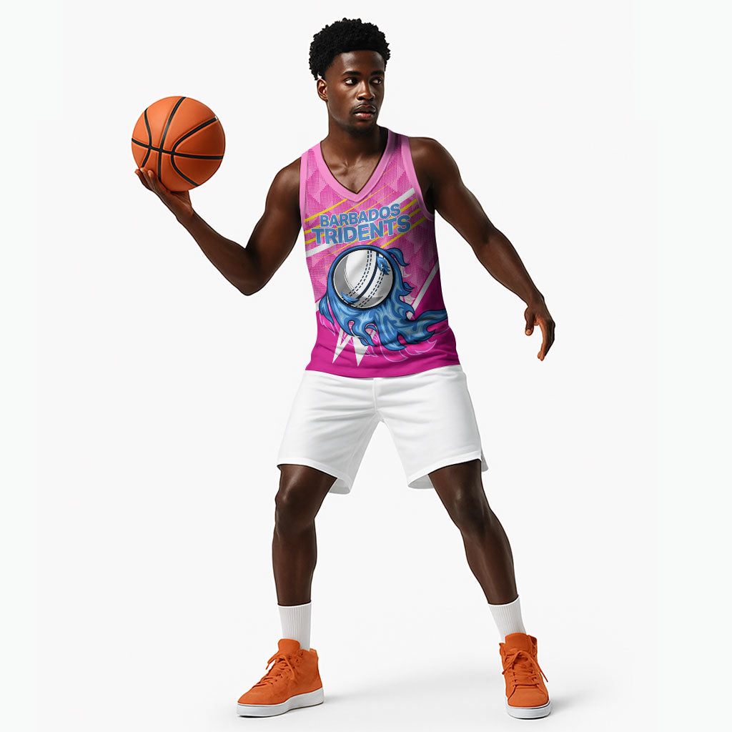 Personalized Barbados Cricket Tridents Basketball Jersey Graphic Geometric Dynamic Sports Mascot