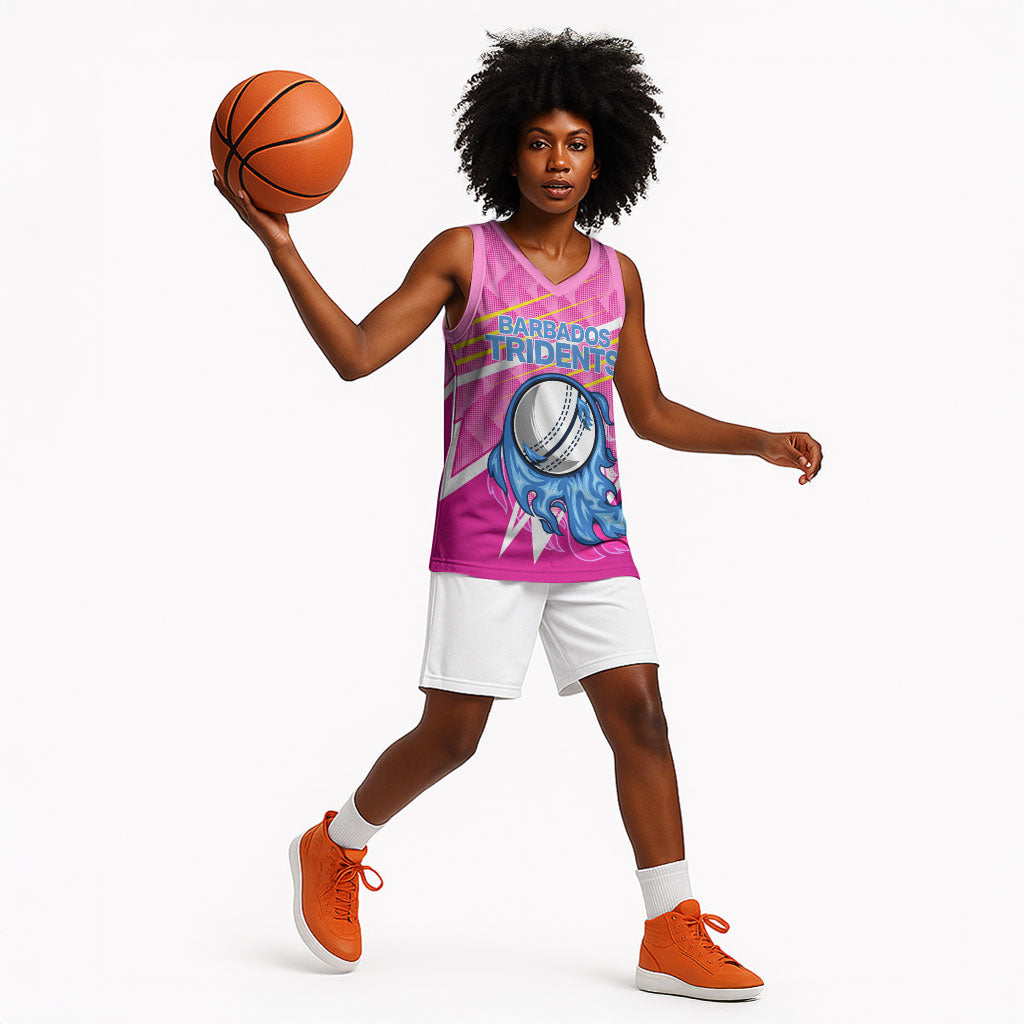 Personalized Barbados Cricket Tridents Basketball Jersey Graphic Geometric Dynamic Sports Mascot
