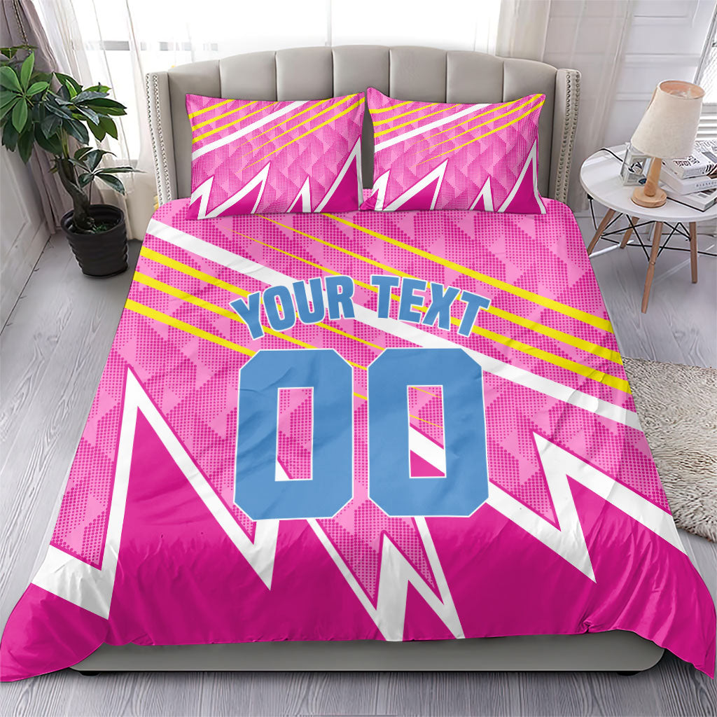 Personalized Barbados Cricket Tridents Bedding Set Graphic Geometric Dynamic Sports Mascot