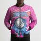 Personalized Barbados Cricket Tridents Bomber Puffer Jacket Graphic Geometric Dynamic Sports Mascot