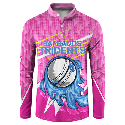 Personalized Barbados Cricket Tridents Button Sweatshirt Graphic Geometric Dynamic Sports Mascot