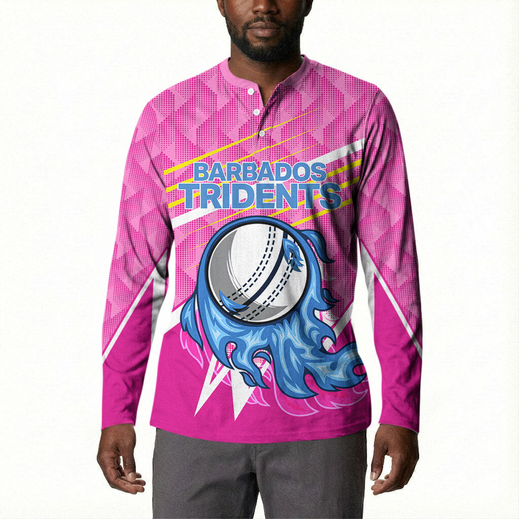 Personalized Barbados Cricket Tridents Button Sweatshirt Graphic Geometric Dynamic Sports Mascot