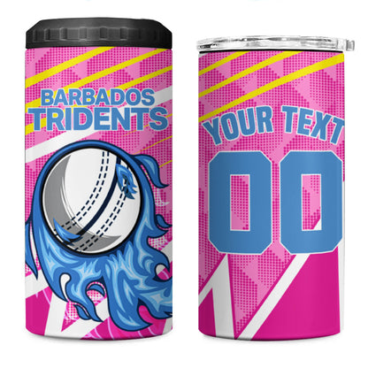Personalized Barbados Cricket Tridents 4 in 1 Can Cooler Tumbler Graphic Geometric Dynamic Sports Mascot