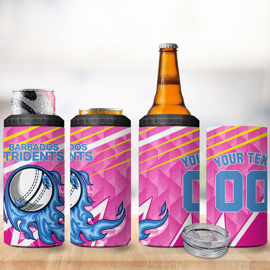 Personalized Barbados Cricket Tridents 4 in 1 Can Cooler Tumbler Graphic Geometric Dynamic Sports Mascot