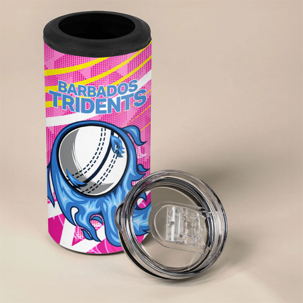 Personalized Barbados Cricket Tridents 4 in 1 Can Cooler Tumbler Graphic Geometric Dynamic Sports Mascot