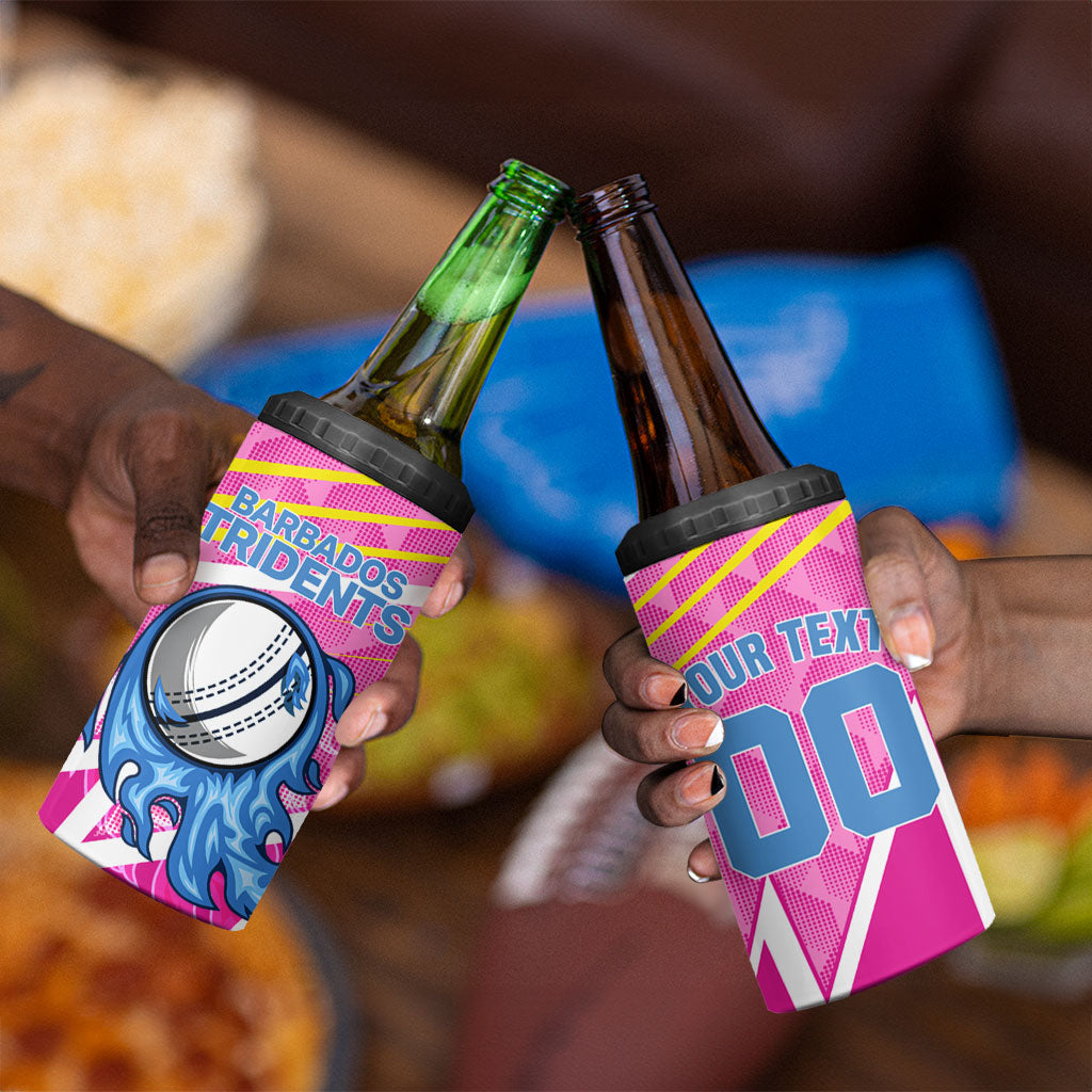 Personalized Barbados Cricket Tridents 4 in 1 Can Cooler Tumbler Graphic Geometric Dynamic Sports Mascot