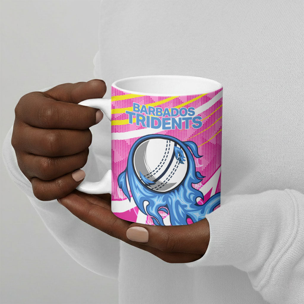 Personalized Barbados Cricket Tridents Ceramic Mug Graphic Geometric Dynamic Sports Mascot