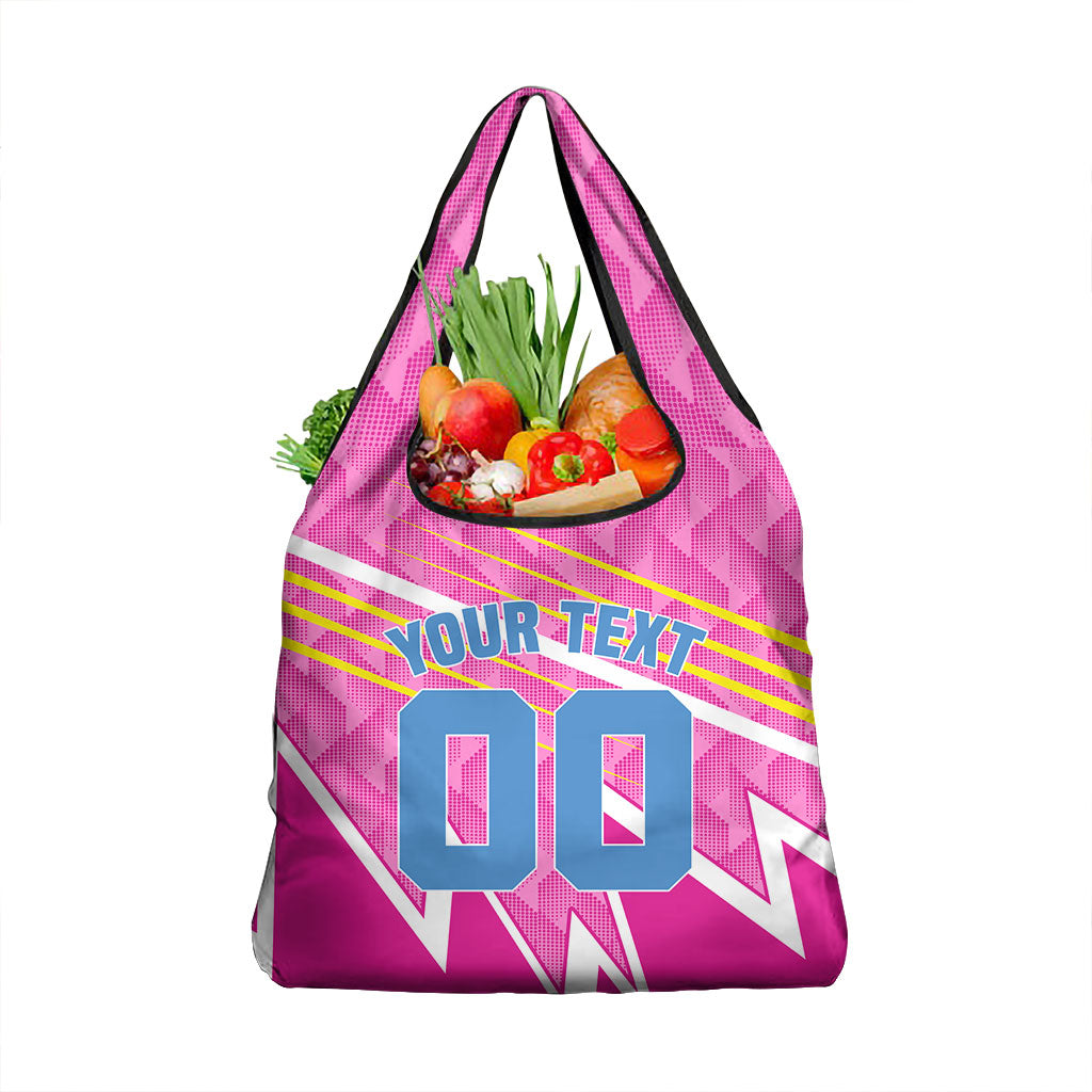 Personalized Barbados Cricket Tridents Grocery Bag Graphic Geometric Dynamic Sports Mascot