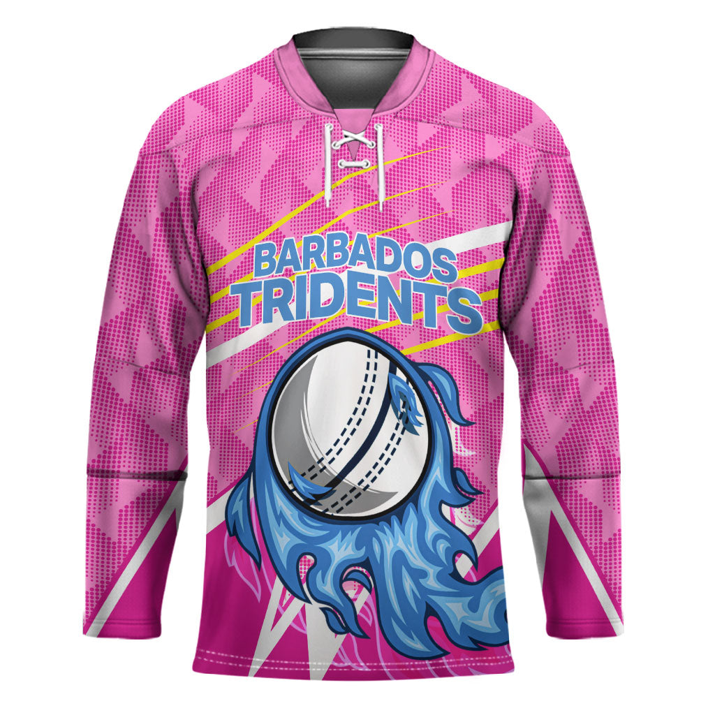 Personalized Barbados Cricket Tridents Hockey Jersey Graphic Geometric Dynamic Sports Mascot