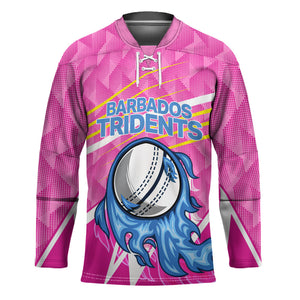 Personalized Barbados Cricket Tridents Hockey Jersey Graphic Geometric Dynamic Sports Mascot