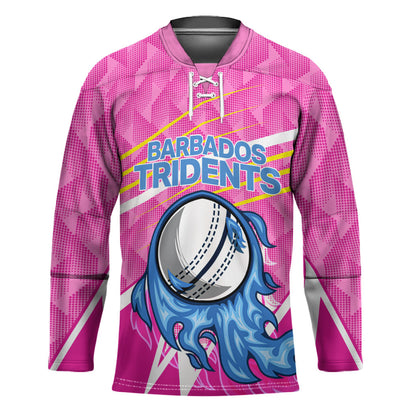 Personalized Barbados Cricket Tridents Hockey Jersey Graphic Geometric Dynamic Sports Mascot