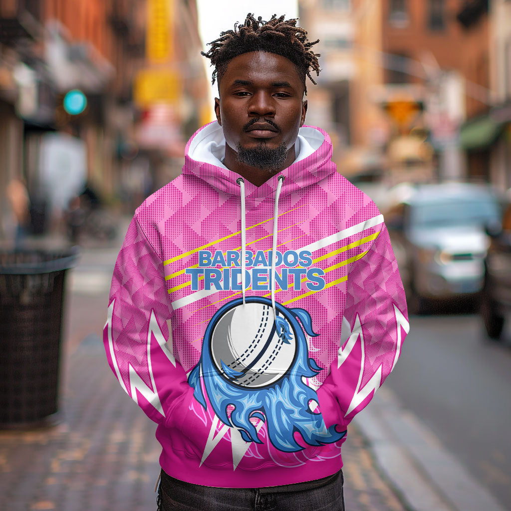 Personalized Barbados Cricket Tridents Hoodie Graphic Geometric Dynamic Sports Mascot