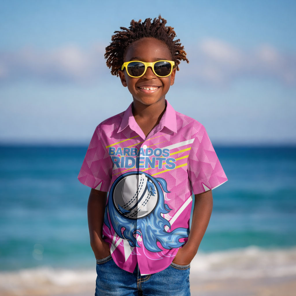Personalized Barbados Cricket Tridents Kid Hawaiian Shirt Graphic Geometric Dynamic Sports Mascot