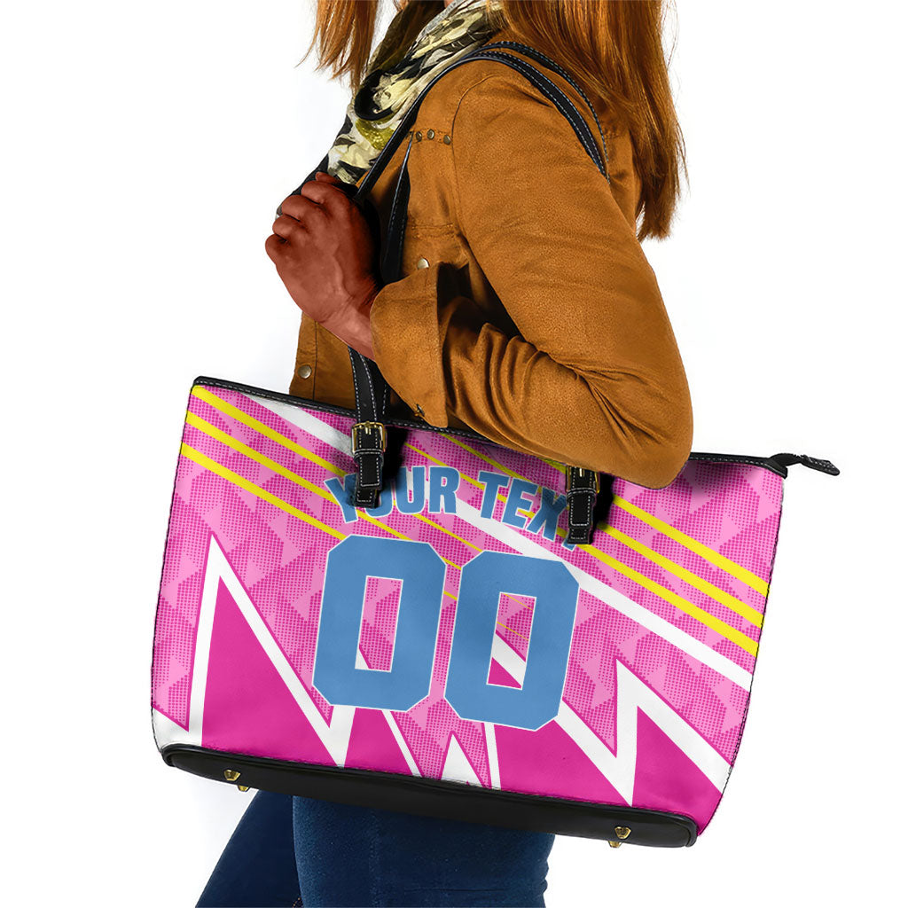 Personalized Barbados Cricket Tridents Leather Tote Bag Graphic Geometric Dynamic Sports Mascot