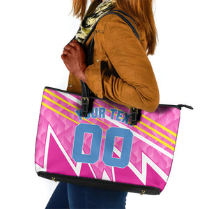Personalized Barbados Cricket Tridents Leather Tote Bag Graphic Geometric Dynamic Sports Mascot