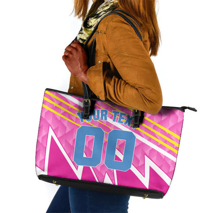 Personalized Barbados Cricket Tridents Leather Tote Bag Graphic Geometric Dynamic Sports Mascot
