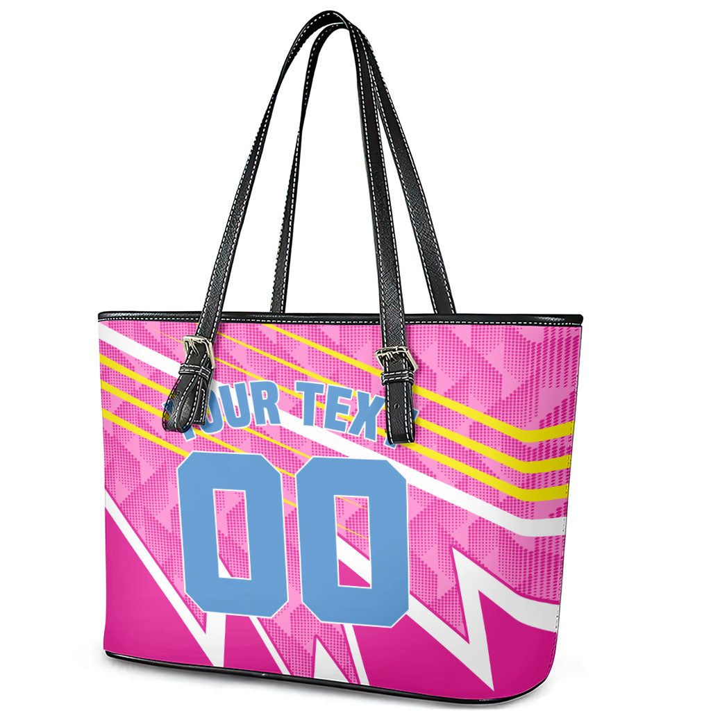 Personalized Barbados Cricket Tridents Leather Tote Bag Graphic Geometric Dynamic Sports Mascot