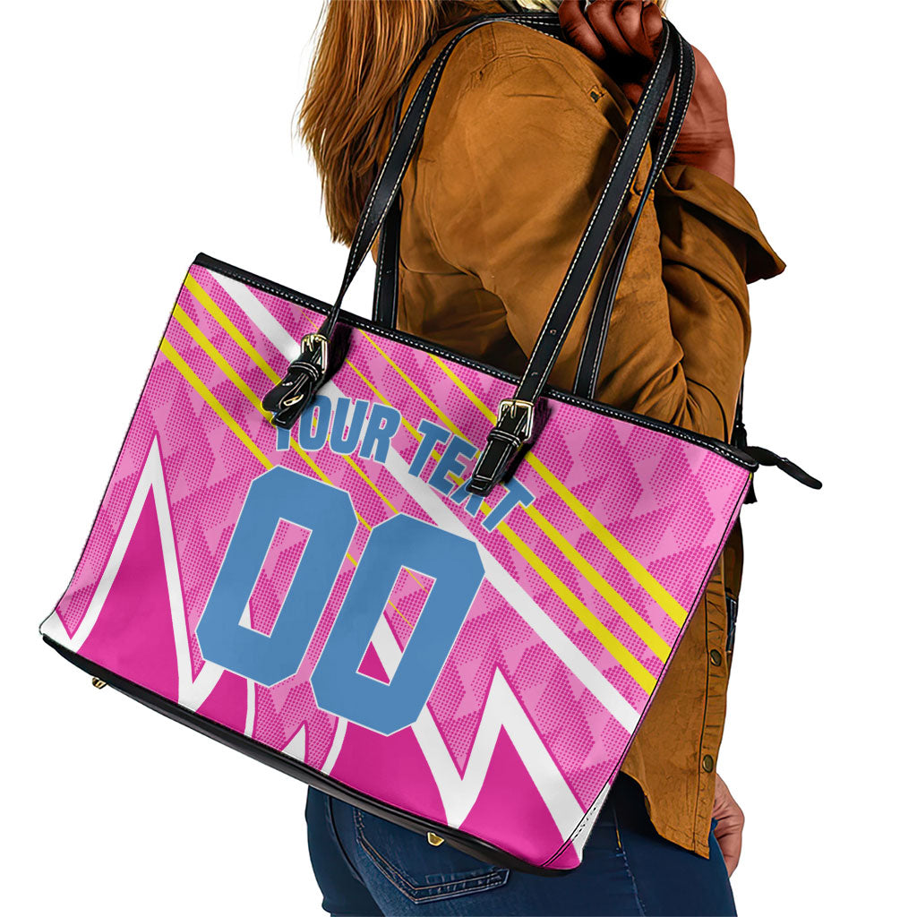 Personalized Barbados Cricket Tridents Leather Tote Bag Graphic Geometric Dynamic Sports Mascot