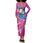 Personalized Barbados Cricket Tridents Long Sleeve Bodycon Dress Graphic Geometric Dynamic Sports Mascot