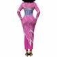 Personalized Barbados Cricket Tridents Long Sleeve Bodycon Dress Graphic Geometric Dynamic Sports Mascot