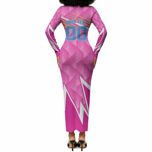 Personalized Barbados Cricket Tridents Long Sleeve Bodycon Dress Graphic Geometric Dynamic Sports Mascot