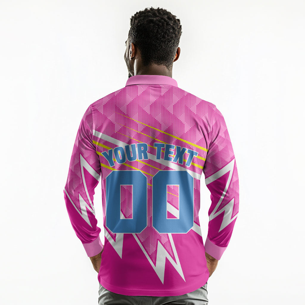 Personalized Barbados Cricket Tridents Long Sleeve Polo Shirt Graphic Geometric Dynamic Sports Mascot
