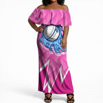 Personalized Barbados Cricket Tridents Off Shoulder Maxi Dress Graphic Geometric Dynamic Sports Mascot