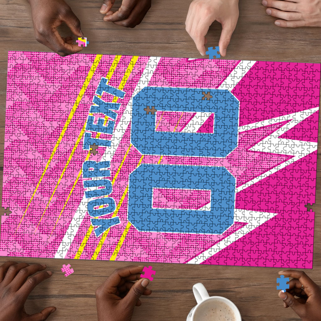 Personalized Barbados Cricket Tridents Puzzle Graphic Geometric Dynamic Sports Mascot