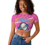 Personalized Barbados Cricket Tridents Raglan Cropped T shirt Graphic Geometric Dynamic Sports Mascot