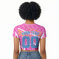 Personalized Barbados Cricket Tridents Raglan Cropped T shirt Graphic Geometric Dynamic Sports Mascot