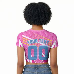 Personalized Barbados Cricket Tridents Raglan Cropped T shirt Graphic Geometric Dynamic Sports Mascot