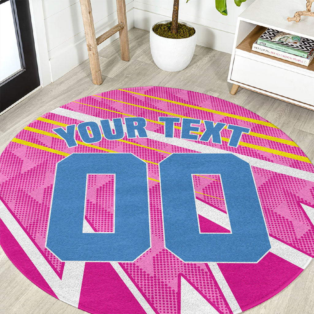 Personalized Barbados Cricket Tridents Round Carpet Graphic Geometric Dynamic Sports Mascot
