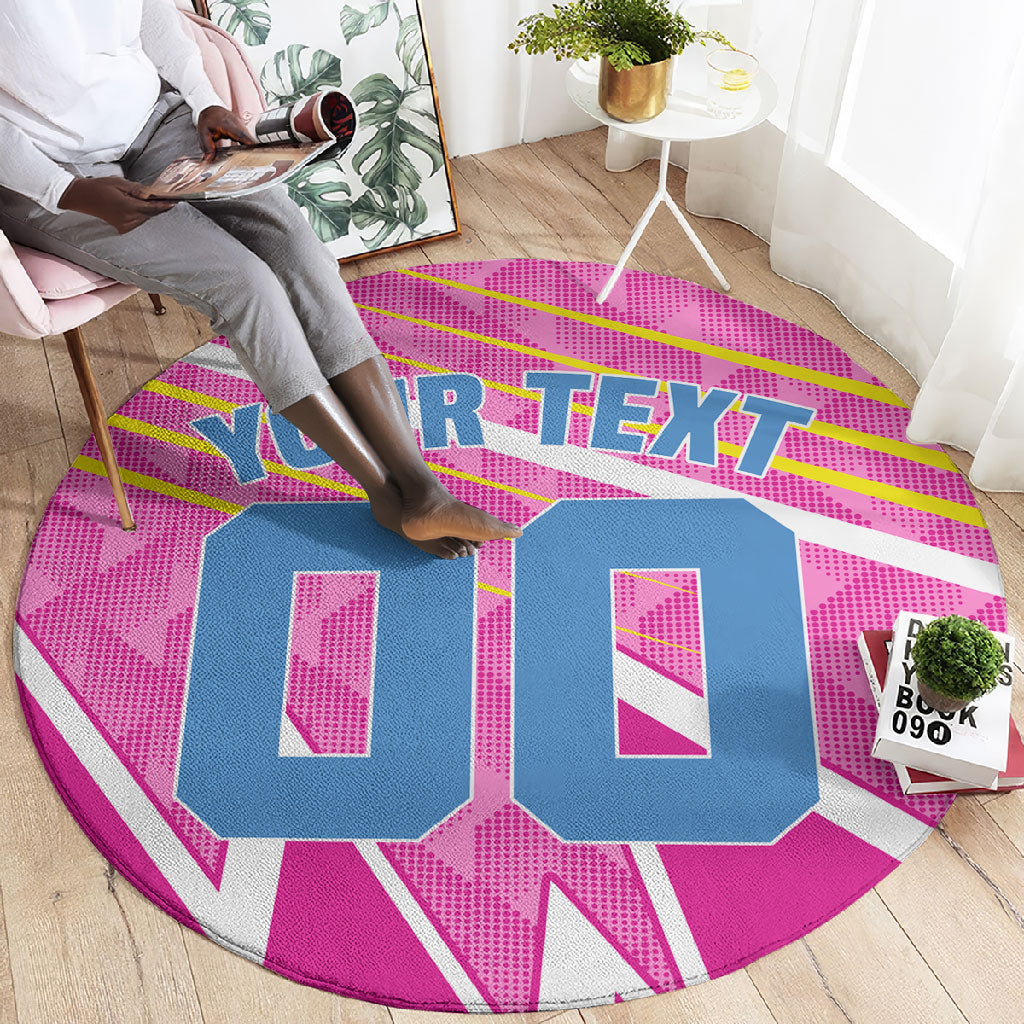 Personalized Barbados Cricket Tridents Round Carpet Graphic Geometric Dynamic Sports Mascot