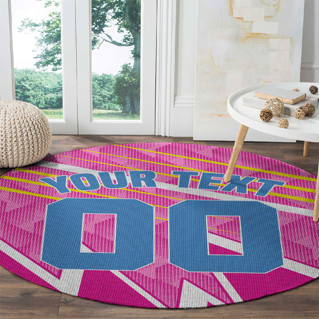 Personalized Barbados Cricket Tridents Round Carpet Graphic Geometric Dynamic Sports Mascot