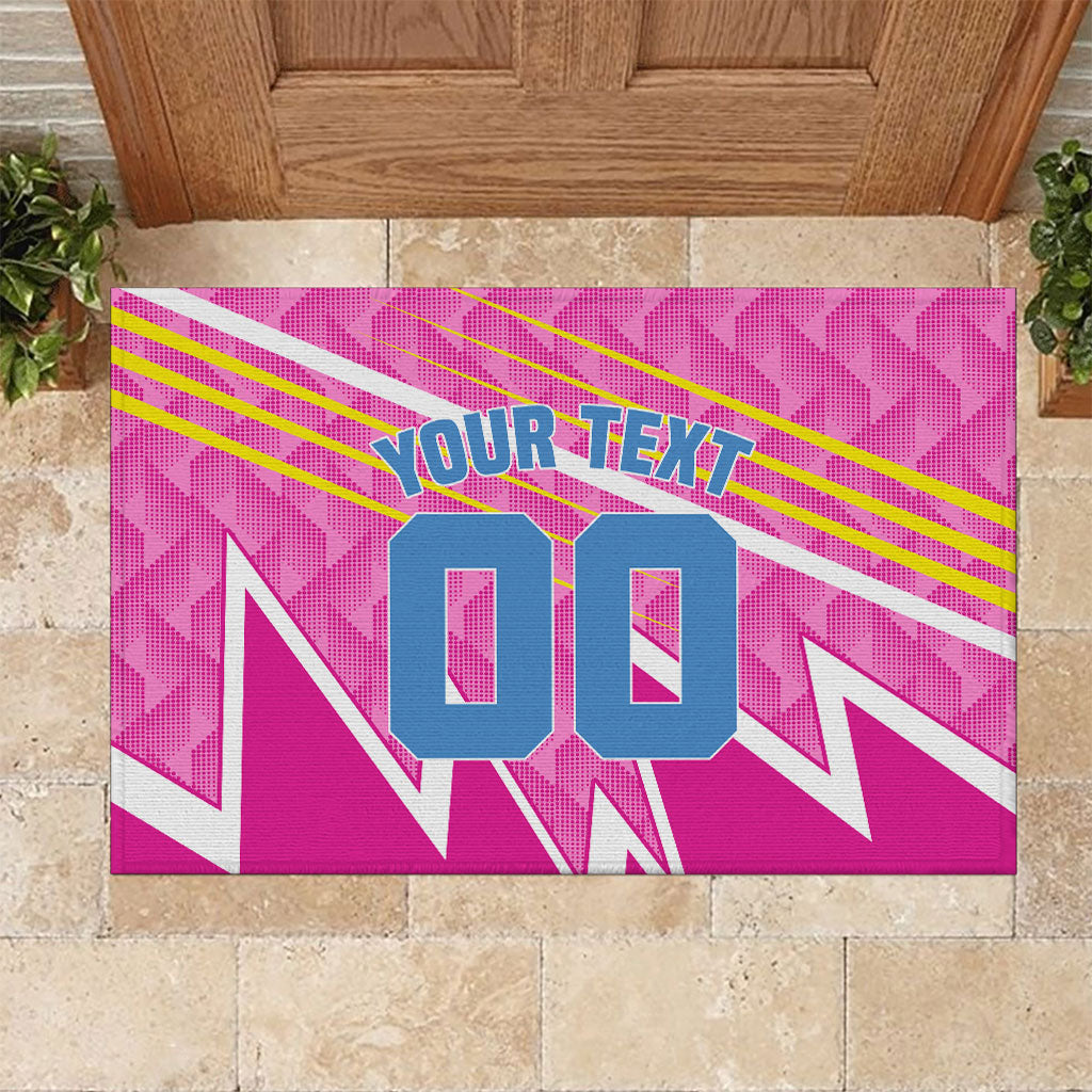 Personalized Barbados Cricket Tridents Rubber Doormat Graphic Geometric Dynamic Sports Mascot