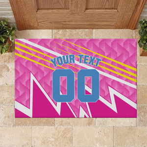 Personalized Barbados Cricket Tridents Rubber Doormat Graphic Geometric Dynamic Sports Mascot