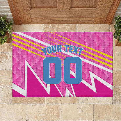 Personalized Barbados Cricket Tridents Rubber Doormat Graphic Geometric Dynamic Sports Mascot