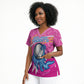 Personalized Barbados Cricket Tridents Scrub Top Graphic Geometric Dynamic Sports Mascot