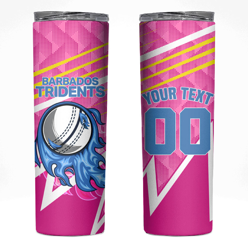 Personalized Barbados Cricket Tridents Skinny Tumbler Graphic Geometric Dynamic Sports Mascot
