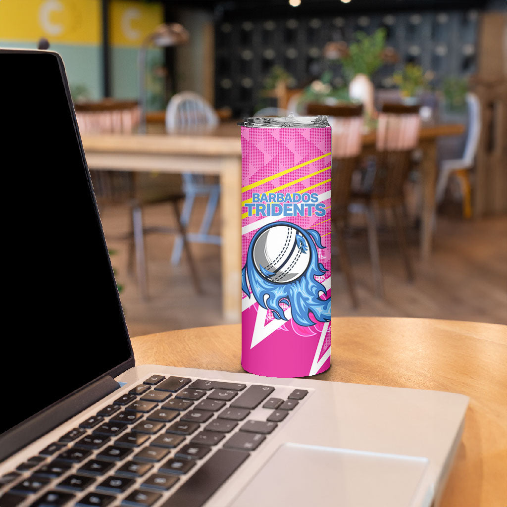 Personalized Barbados Cricket Tridents Skinny Tumbler Graphic Geometric Dynamic Sports Mascot