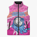 Personalized Barbados Cricket Tridents Sleeveless Puffer Jacket Graphic Geometric Dynamic Sports Mascot
