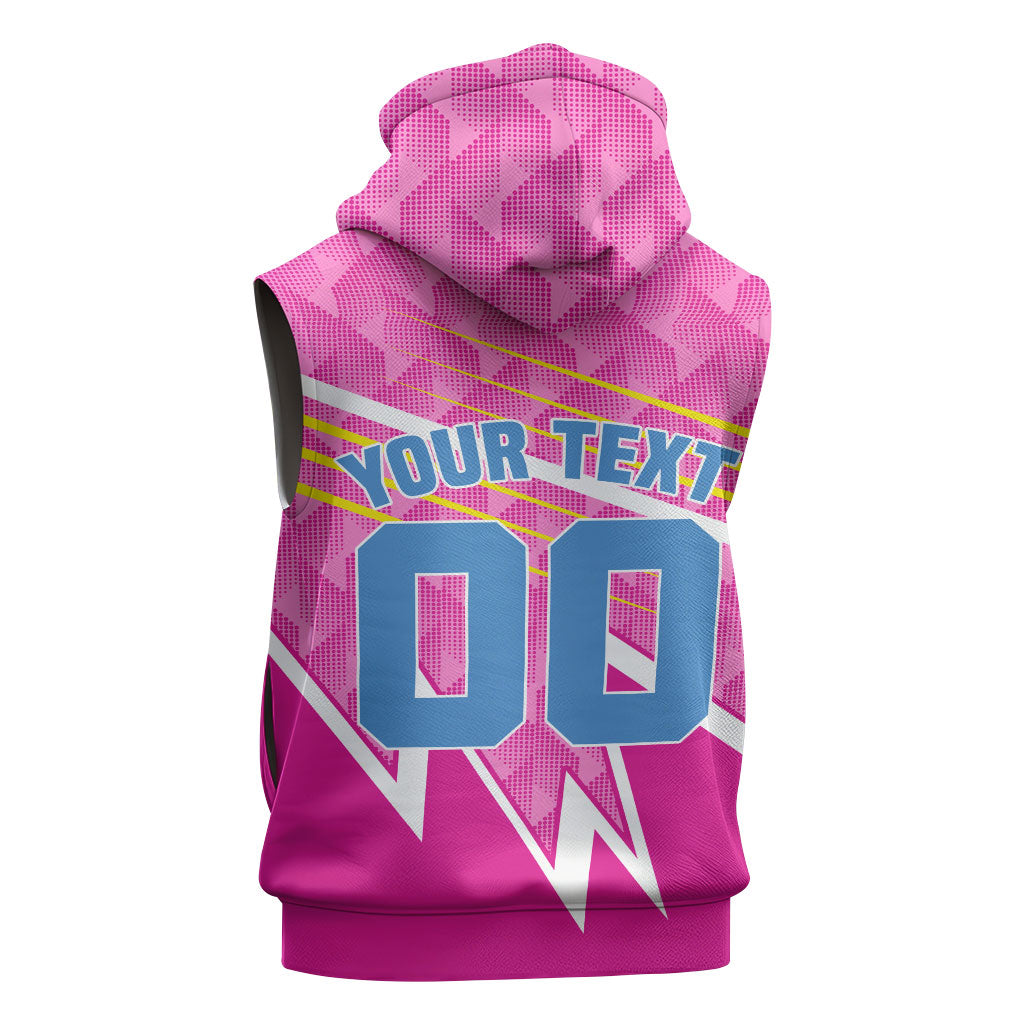 Personalized Barbados Cricket Tridents Sleeveless Zip Hoodie Graphic Geometric Dynamic Sports Mascot