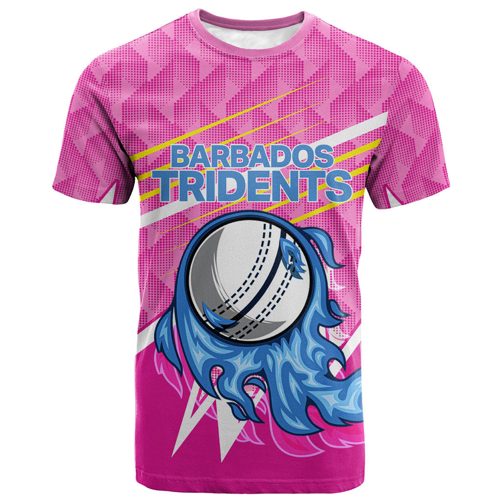 Personalized Barbados Cricket Tridents T shirt Graphic Geometric Dynamic Sports Mascot