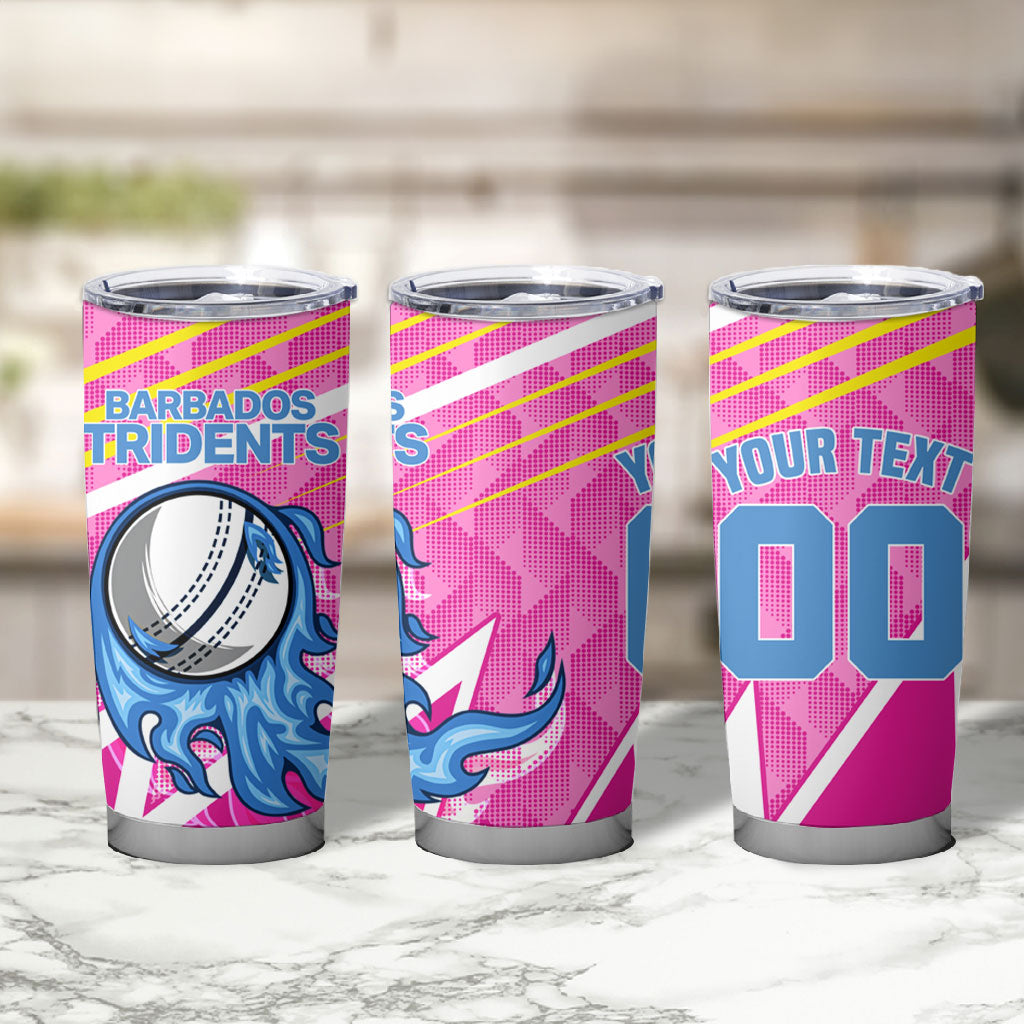 Personalized Barbados Cricket Tridents Tumbler Cup Graphic Geometric Dynamic Sports Mascot