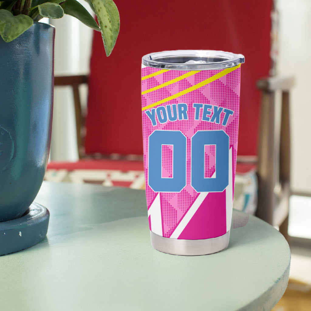 Personalized Barbados Cricket Tridents Tumbler Cup Graphic Geometric Dynamic Sports Mascot