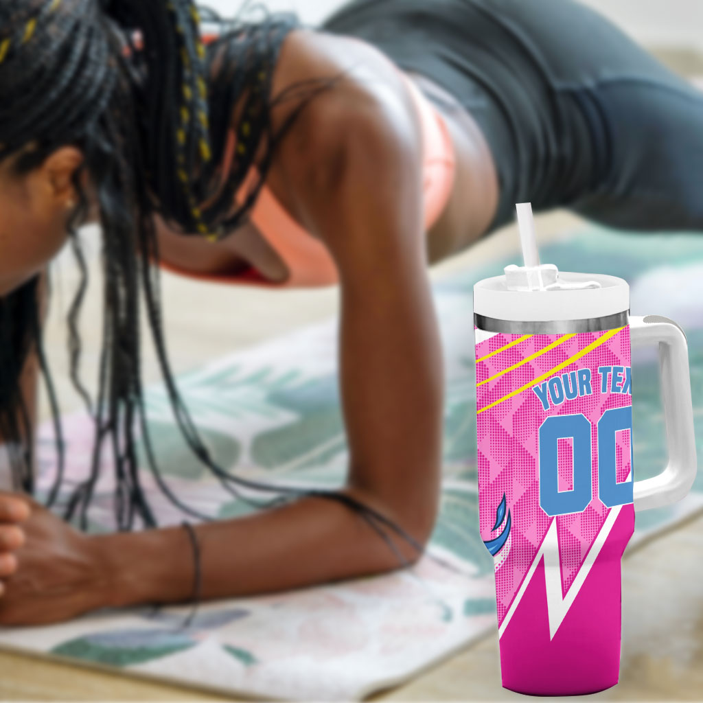 Personalized Barbados Cricket Tridents Tumbler With Handle Graphic Geometric Dynamic Sports Mascot